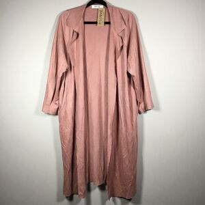 NWT open front duster dusky rose pink suede look cardigan jacket western fairy